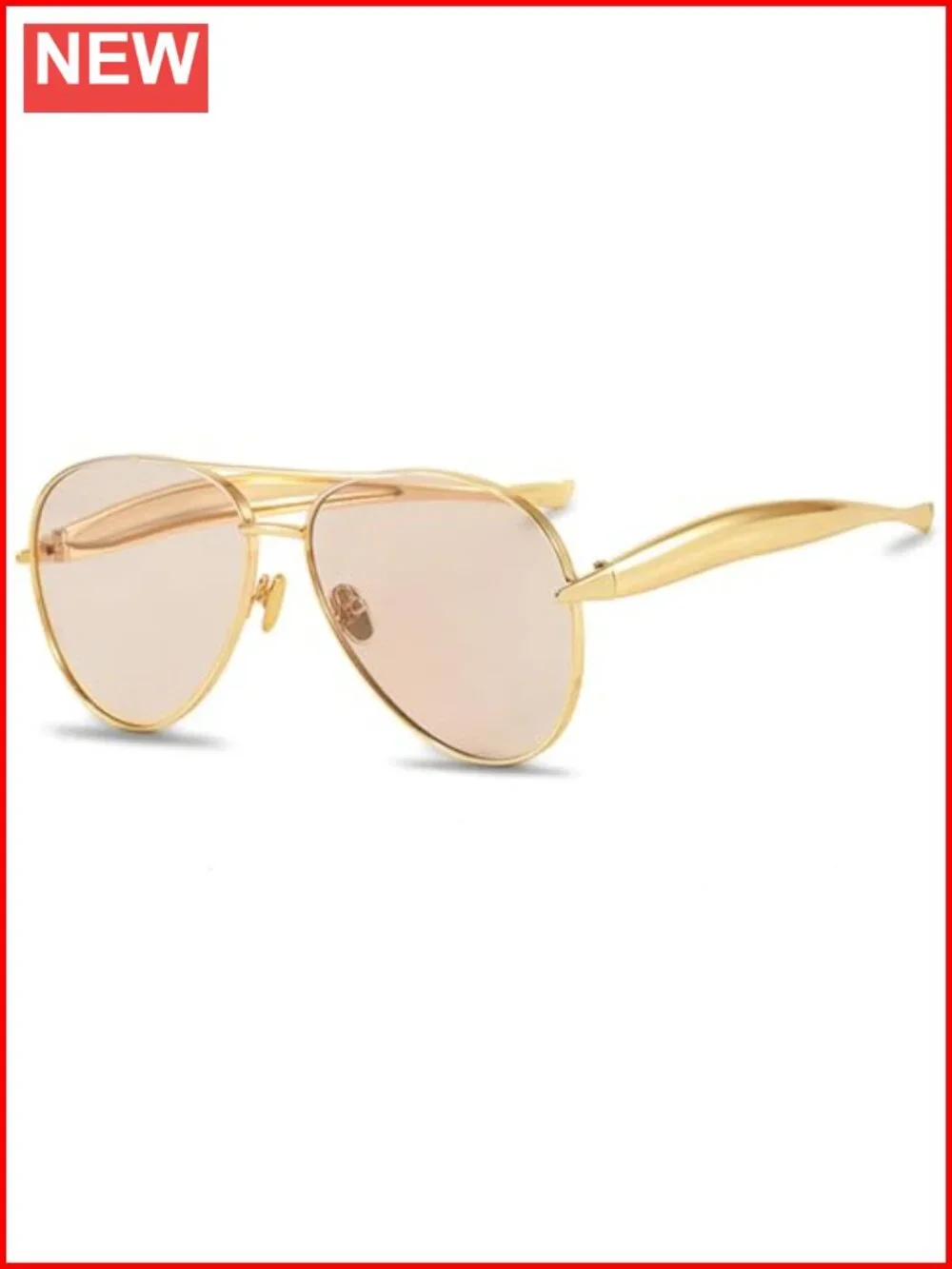 Oversized Aviator Sunglasses Gold Metal Frame UV400 Retro 70s Shades